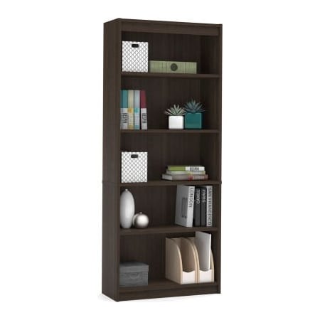 Bestar Bestar Bookcase 29-1/2"W x 11-5/8"D x 72"H 5 Shelf Dark Chocolate 65715-3179